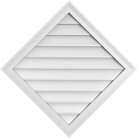 Diamond Surface Mount PVC Gable Vent: Functional, W/ 2W X 1-1/2P Brickmould Frame, 32W X 32H